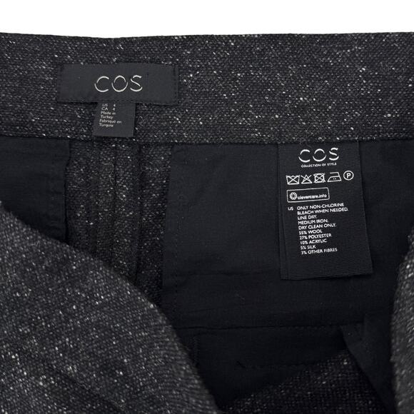 COS Wool Blend Slim Fit Trouser Pants Dark Gray White Size 4 - Picture 4 of 6